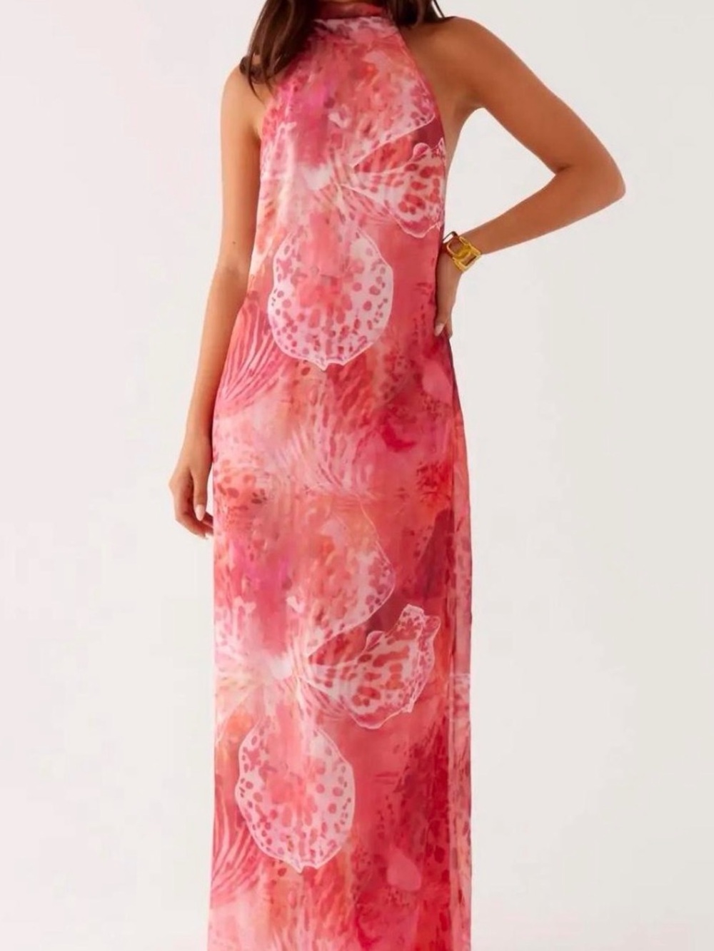 🚨SOLD! DO NOT BUYPeppermayo Pink & Coral Halter Maxi Dress